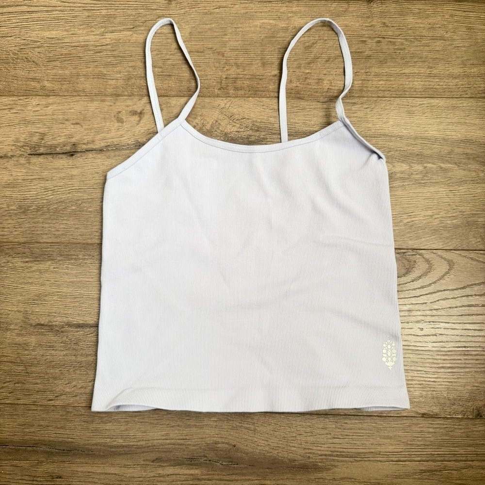 Free People Ribbed Spaghetti Strap Tank Light Blue M/L